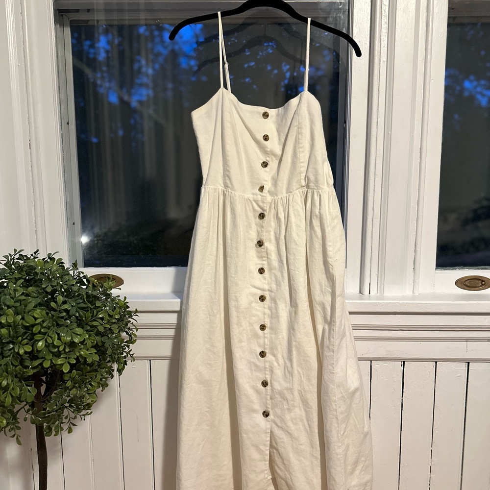 White H&M button midi dress